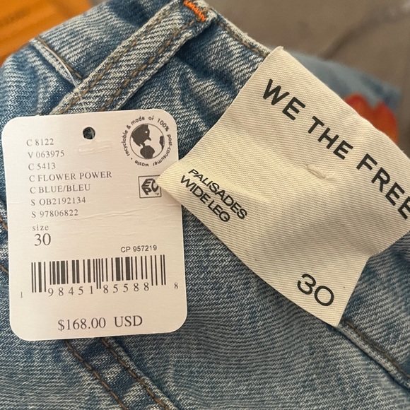 Free People Palisades Flower Power Wide Leg Jeans Size 30 - Picture 6 of 7